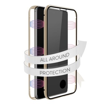 White Diamonds Cover 360&deg; Glass Voor Samsung Galaxy A71 Goud