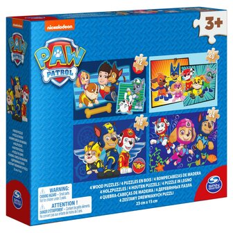 Paw Patrol Shoe Box 4 Houten Puzzels 12-16-20-24 Stukjes