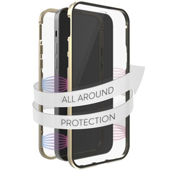 White Diamonds Cover 360&deg; Glass Voor Apple IPhone 13 Goud