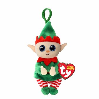 TY Ty Beanie Boo&#039;s Clip Christmas Elf Green Belly 7cm