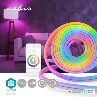 Nedis WIFILN51CRGB Smartlife Gekleurde Led-strip Wi-fi Meerkleurig 5000 Mm Ip65 960 Lm Android&trade; / Ios