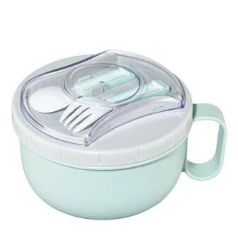 Xavax Lunchbox Rond Voor Magnetron Met Bestek 1100 Ml Pastelblauw/grijs