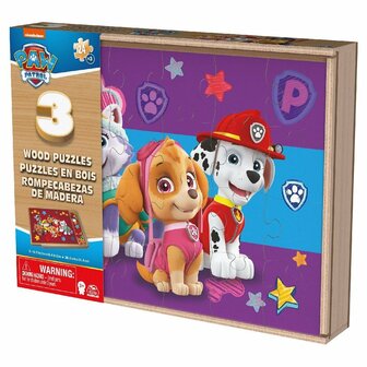 Paw Patrol 3in1 Houten Puzzel in Doosje 3x24 Stukjes