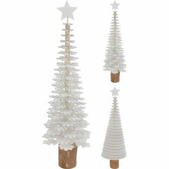 Decoratie Houten Kerstboom 12x40 cm Wit Assorti