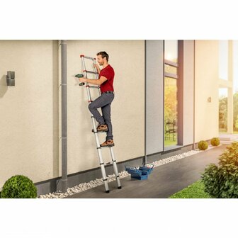 Hailo T80 Aluminium Telescoopladder 11 Treden + Stabilisatiebalk 103-322 cm