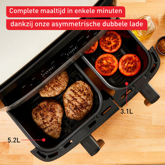 Tefal EY905D Easy Fry &amp; Grill Dual Heteluchtfriteuse 8.3L 2700W RVS/Zwart