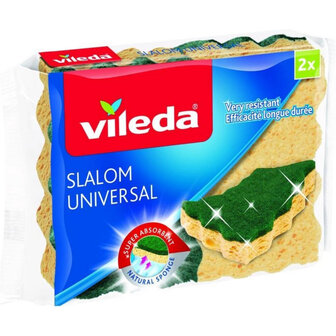 Vileda Slalom Universal Schuurspons 2 Stuks Geel/Groen