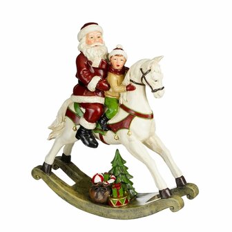 Kerts Decoratie Hobbelpaard Kerstman 27x9x30 cm