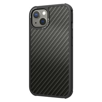 Black Rock Cover Robust Real Carbon Voor Apple IPhone 13 Zwart