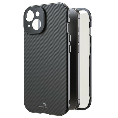 Black Rock 360 Glas Cover Voor Apple IPhone 15 Real Carbon