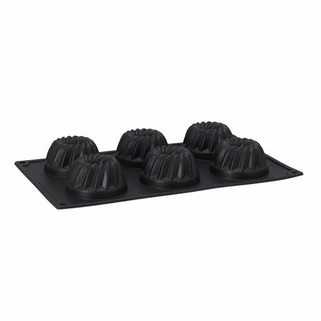 Patisse Mini Tulbandvorm 6 Vaks 29x17 cm Zwart/Siliconen