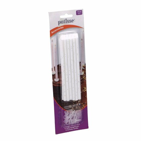 Patisse Verjaardagskaarsjes 14 cm 12 Stuks Wit