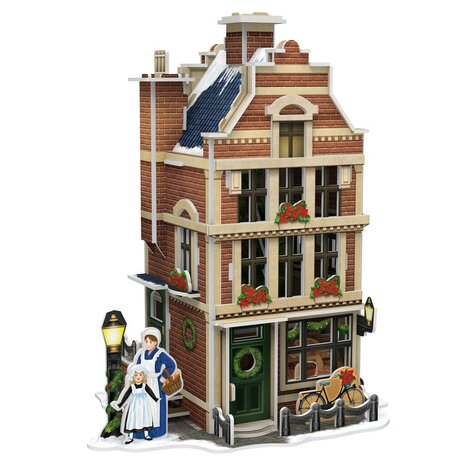 Cubic Fun 3D Puzzel Hollands Huisje Winter Bakkerij + Licht 65 Stukjes