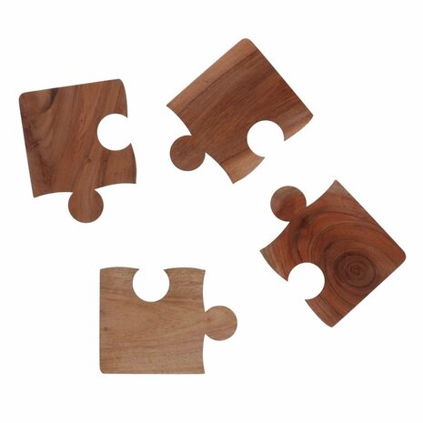 Onderzetters Puzzel 10x13x0.6 cm 4 Stuks Acaciahout