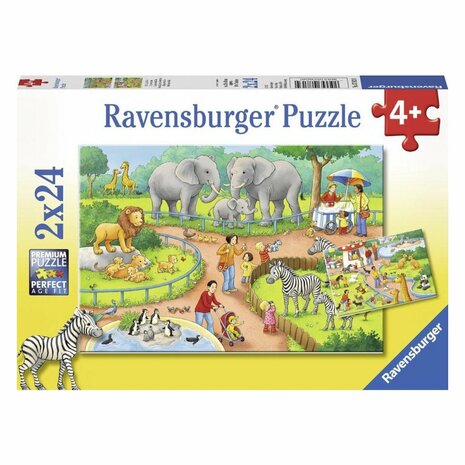 Ravensburger Puzzel Dag in de Dierentuin 2x24 Stukjes