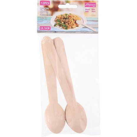 Cuisine Elegance Houten Lepels 16 cm 12 Stuks