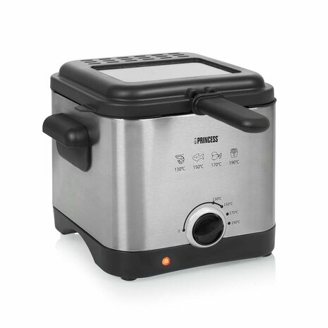 Princess 182612 Mini Friteuse 1.5L 1000W RVS/Zwart