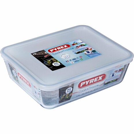 Pyrex Cook & Freeze Glazen Ovenschaal + Deksel 2.6L Transparant