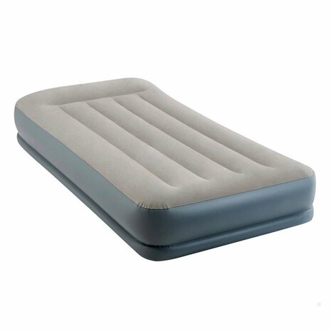 Intex 64116ND Pillow Rest Mid-Rise 1-Persoons Luchtbed 191x99x30 cm + Ingebouwede Pomp Grijs/Blauw