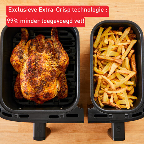 Tefal EY905D Easy Fry & Grill Dual Heteluchtfriteuse 8.3L 2700W RVS/Zwart