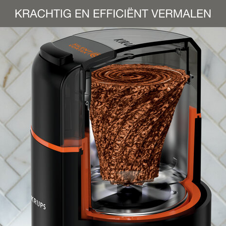 Krups GX3328 Silent Vortex Elektrische Koffiemolen Zwart/Oranje